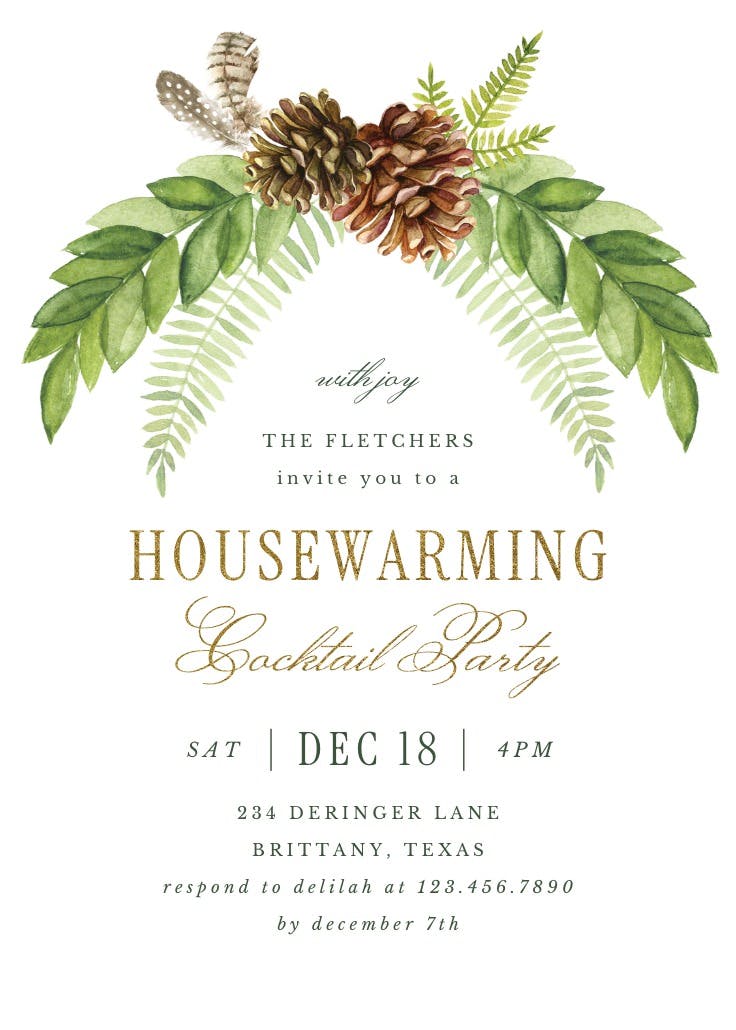 Rustic greenery - housewarming invitation